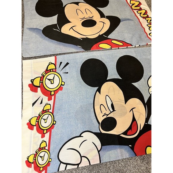 Vintage Disney Mickey Mouse Rise And Shine Standard Cotton Pillow Cases 2 - Picture 2 of 9